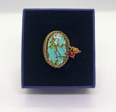 Hand made Gold plated turquoise ring