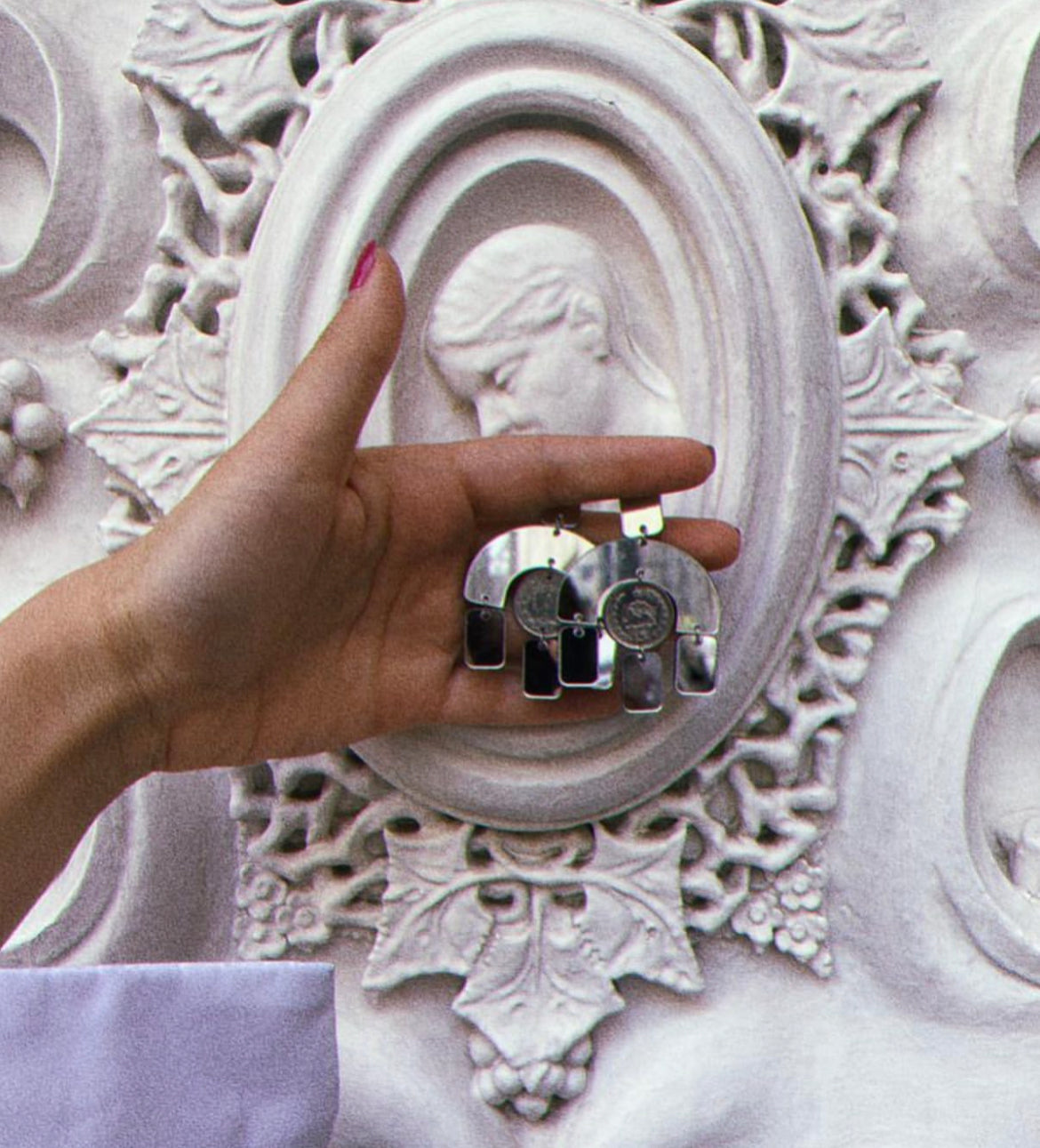 Mirror Arch Earrings With Pahlavi Coins