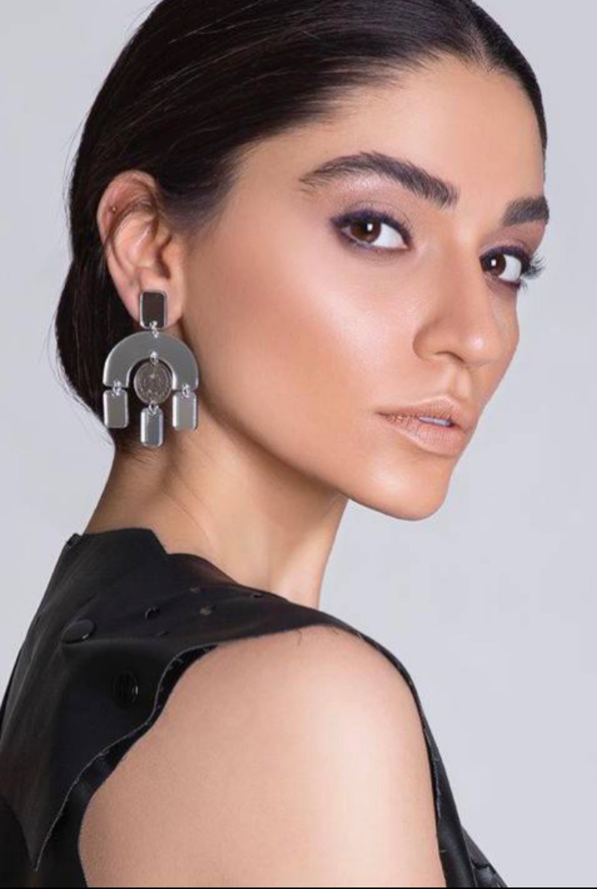 Mirror Arch Earrings With Pahlavi Coins