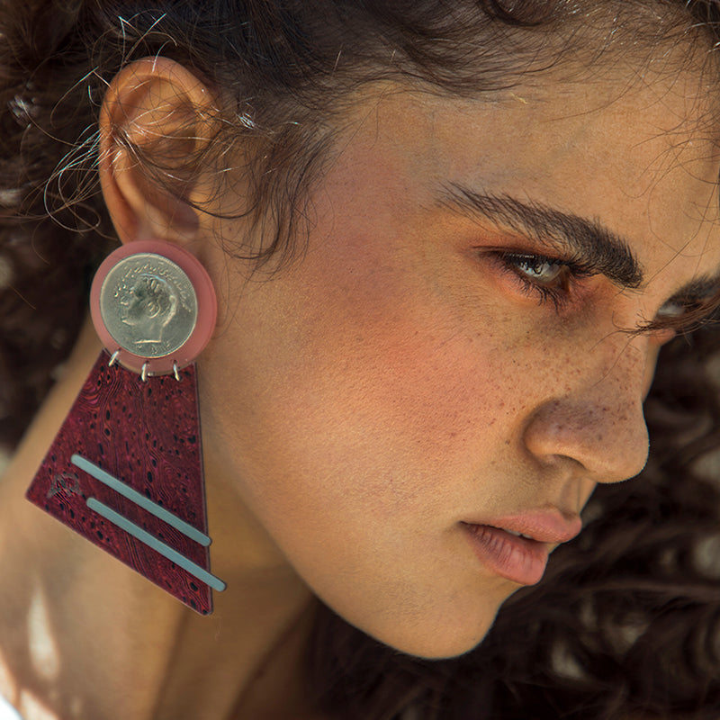 Red Harp Earrings