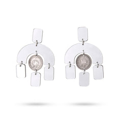 Mirror Arch Earrings With Pahlavi Coins