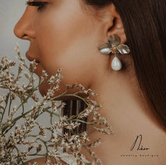 Sterling Silver Gold plated Handmade Earrings with Pearl