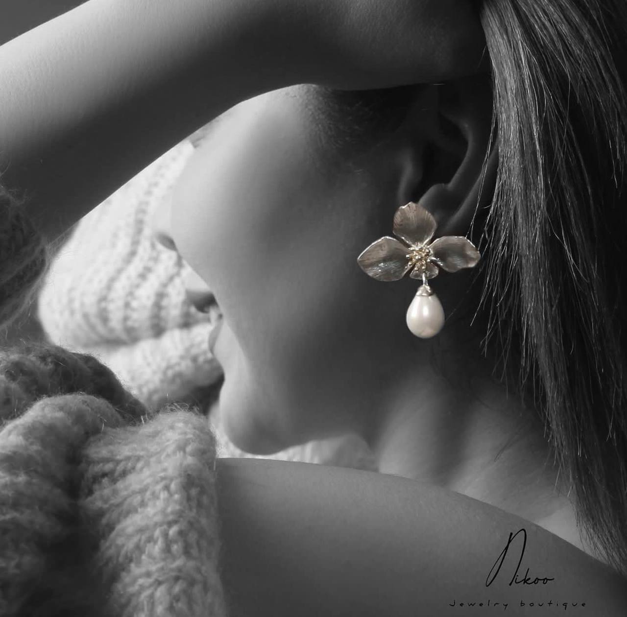 Sterling Silver Gold plated Handmade Earrings with Pearl