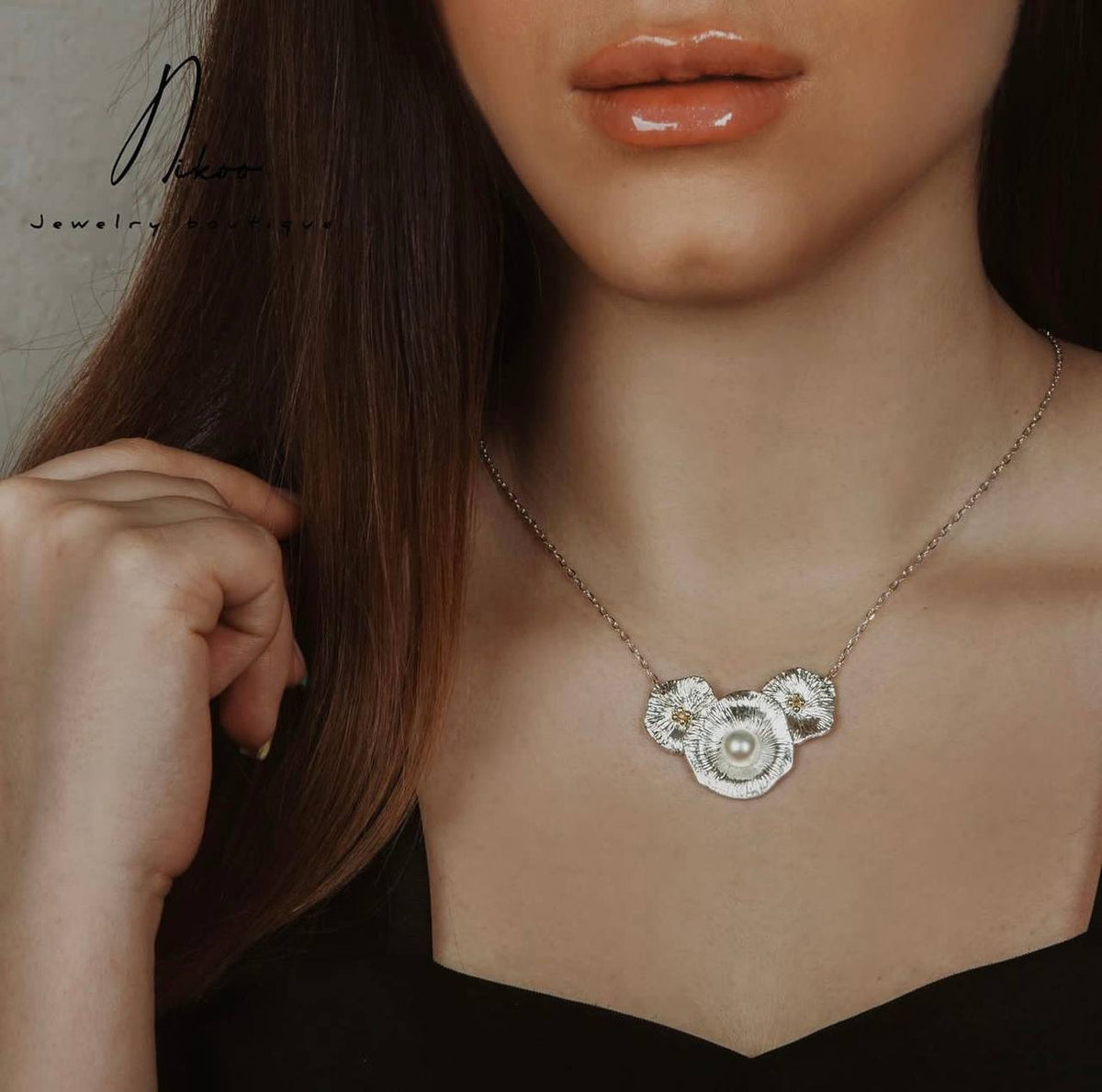 Sterling Silver Gold Plated Necklace with Pearl