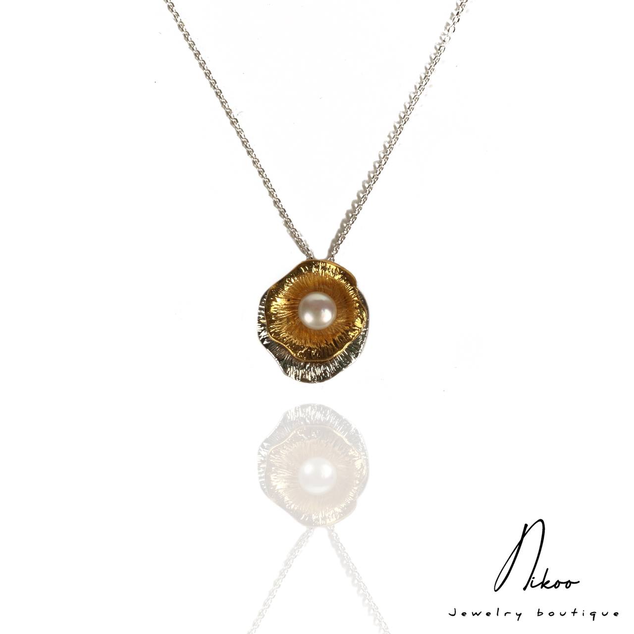 Sterling Silver Gold Plated Necklace with Pearl