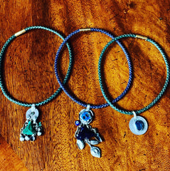Leather Necklace with coin and evileye
