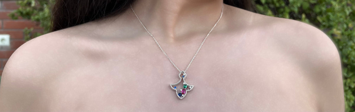 Jewel Leaf Silver Necklace