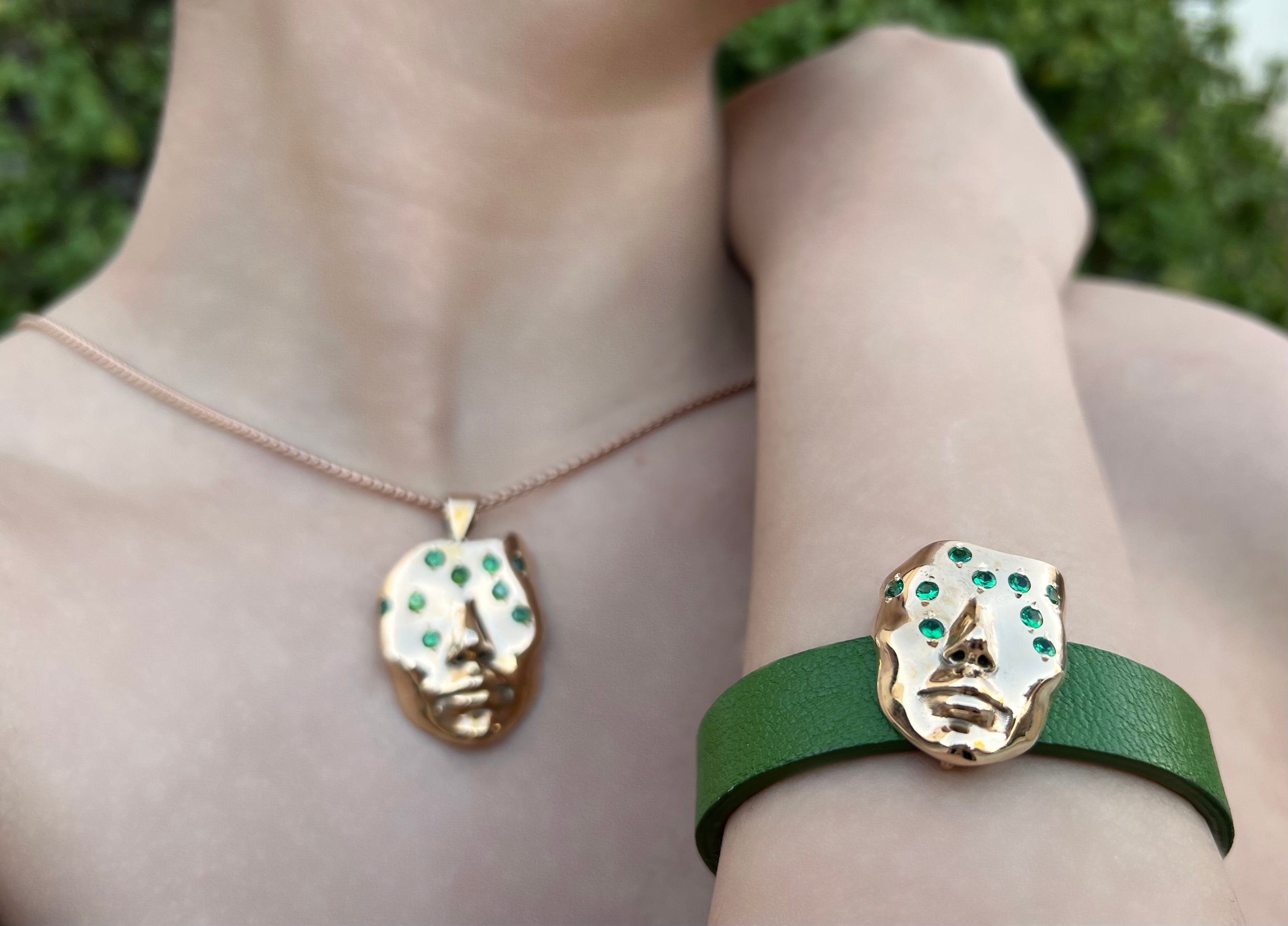 Gold plated Face Necklace