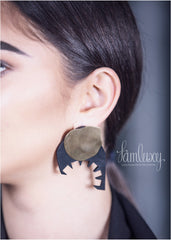 Handmade Gold Plated Leather Earring
