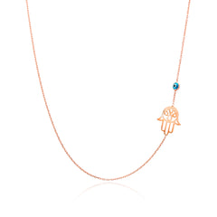 Sideway Initial Pendant Necklace With Evil Eye Turkish 925 Sterling Silver Jewelry