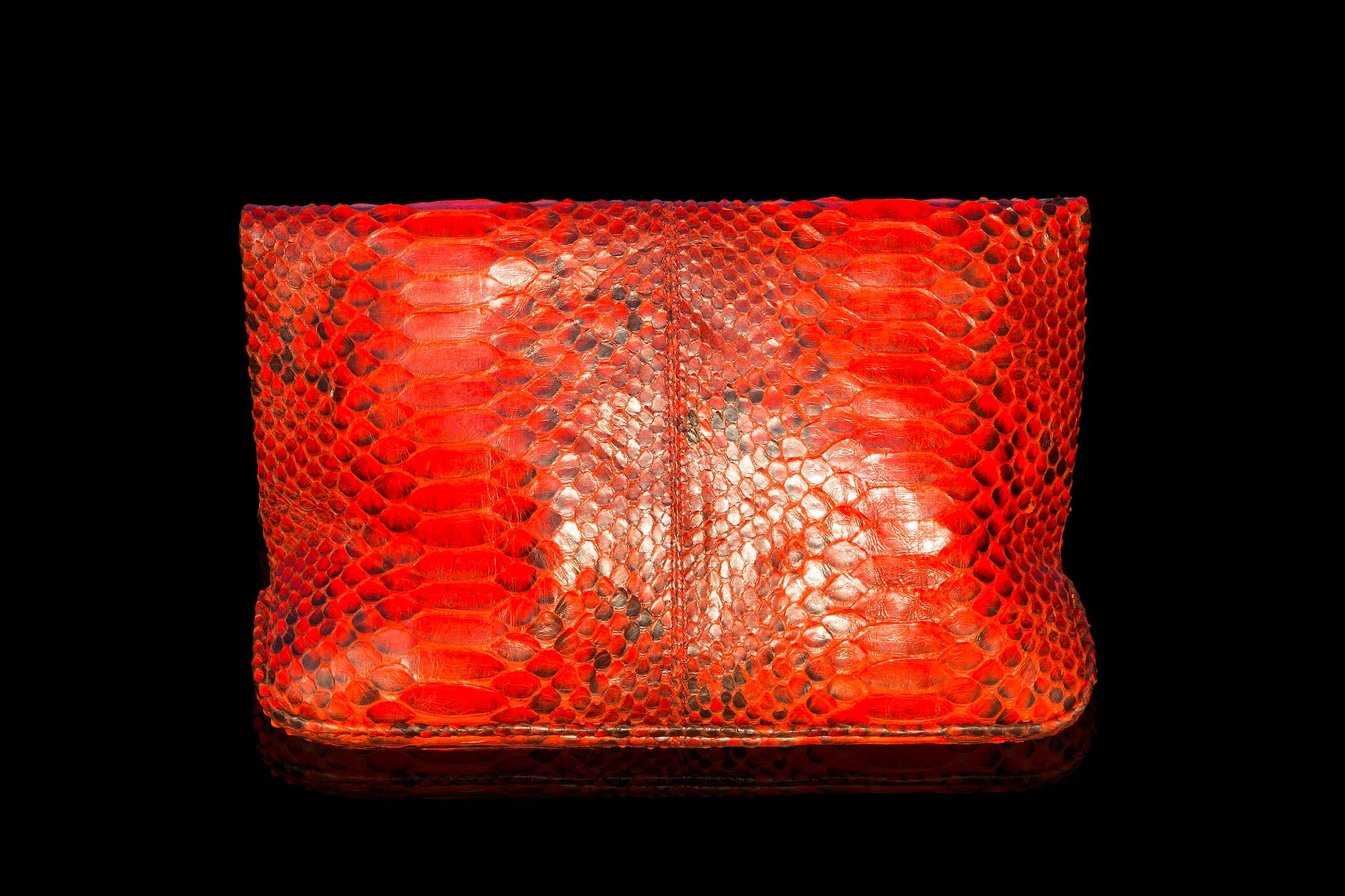 Zinnia Mini Fold Over Clutch Bag; Electric Red Natural Python Leather