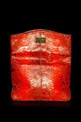 Zinnia Mini Fold Over Clutch Bag; Electric Red Natural Python Leather