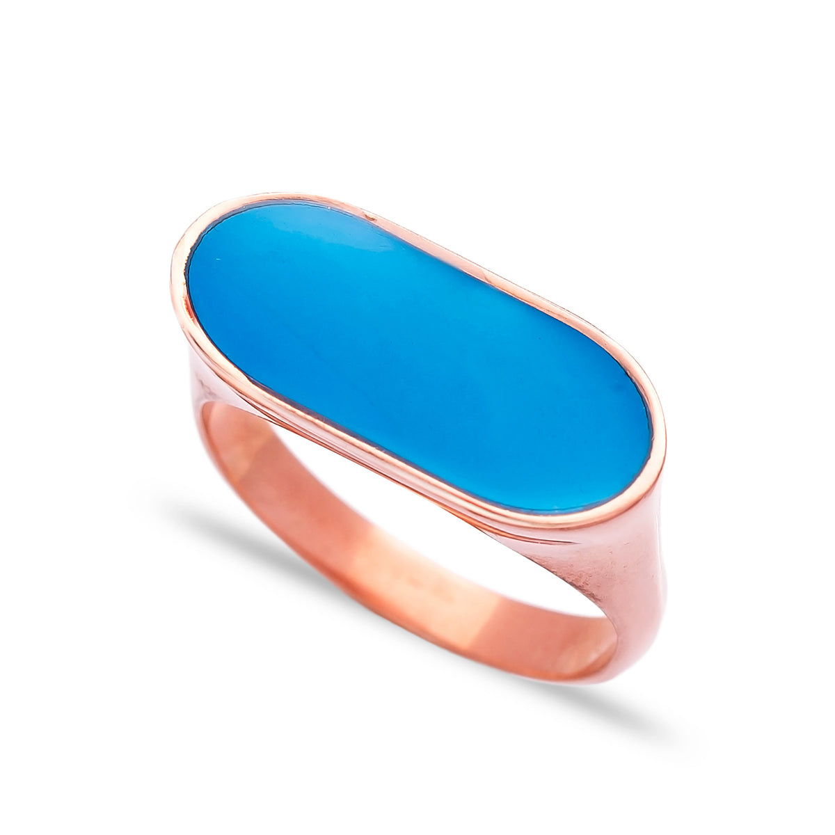 Silver Blue Enamel Ring Handcrafted 925 Sterling Silver Jewelry Ring