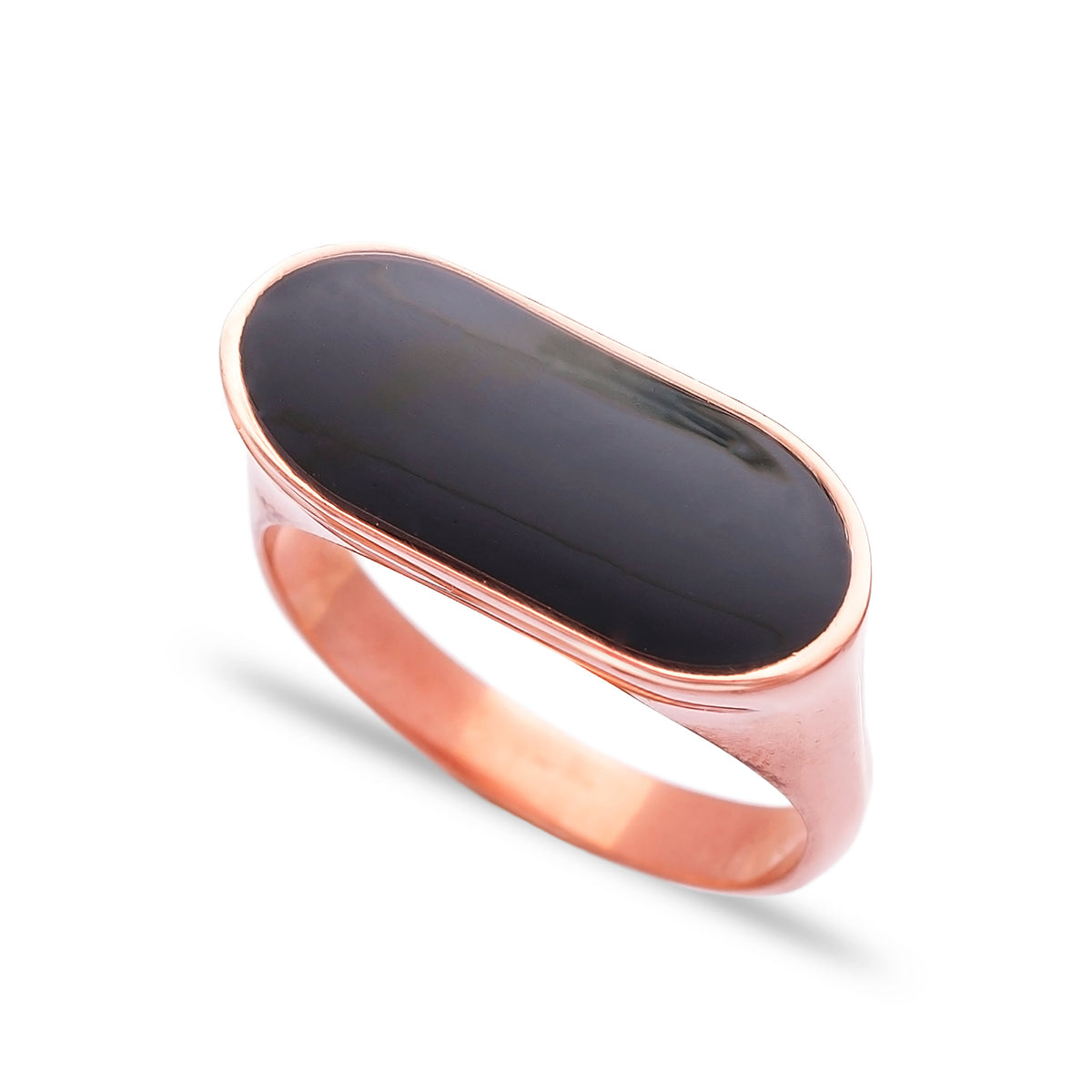 Silver Black Enamel Ring Handcrafted 925 Sterling Silver Jewelry