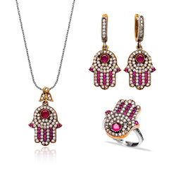 Authentic Handcrafted Hamsa Turkish Silver Set
