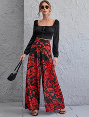 Wide Leg Floral Print Pants