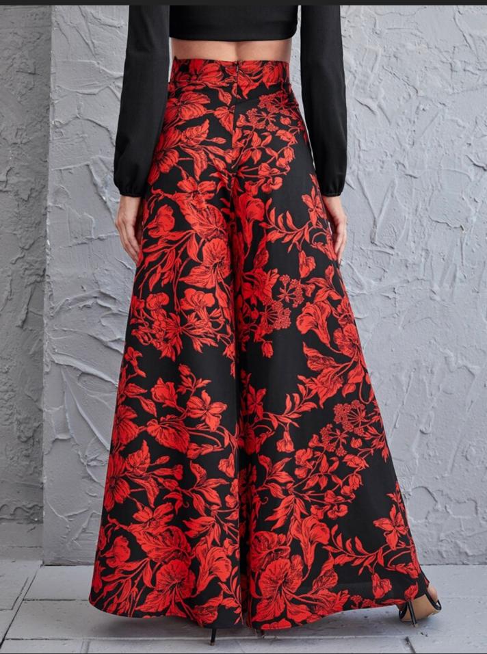 Wide Leg Floral Print Pants