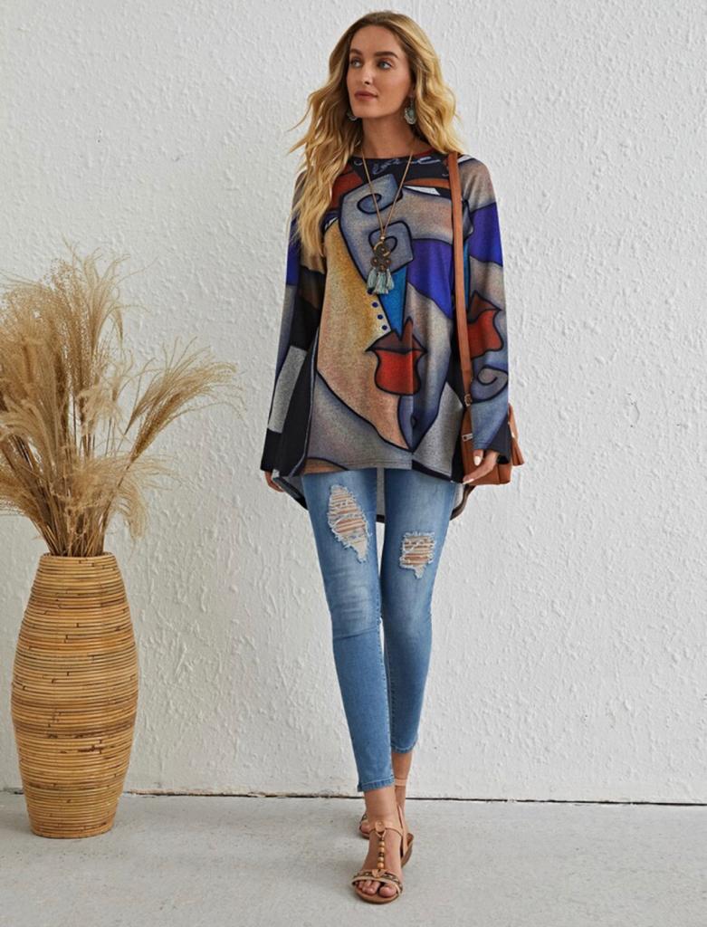 Color-Block Figure Graphic Raglan Sleeve