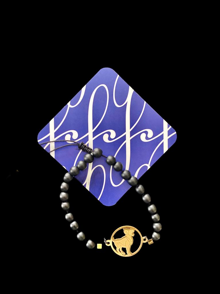 Gold Plated Zodiac Bracelet with onyx stone