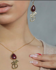 Gold plated handmade Agate set of necklace & earring (Hich)