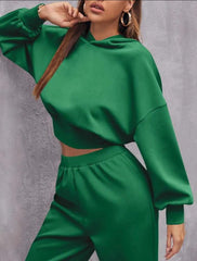 Hoodie & High Waist Sweatpants Without Belt
