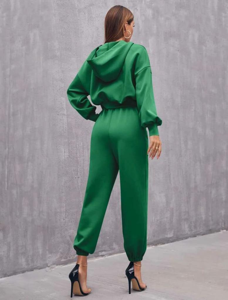 Hoodie & High Waist Sweatpants Without Belt