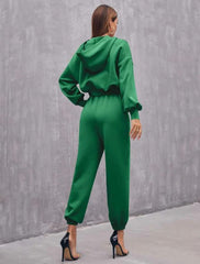 Hoodie & High Waist Sweatpants Without Belt