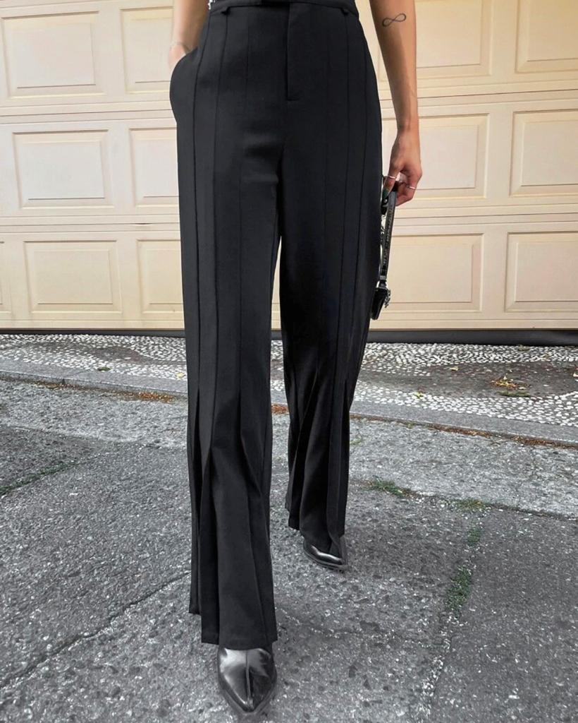 High Waist Fold Pleated Pants