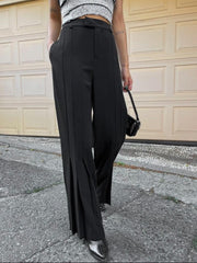 High Waist Fold Pleated Pants