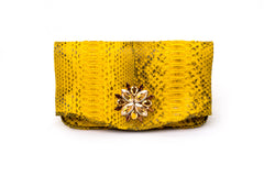 Sylvana Dubayssi Zinnia Mini Swarovski Clutch Bag; Canary Yellow Python Leather