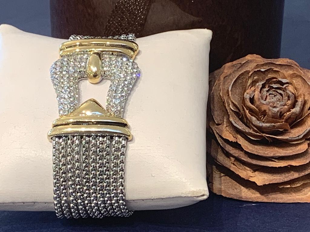 Unique Belt Gold And Silver Bracelet With Zirconia Diamond