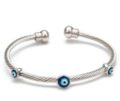 Evil Eye Silver Bangel