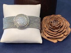 Unique Round Gold And Silver Bracelet With Zirconia Diamond