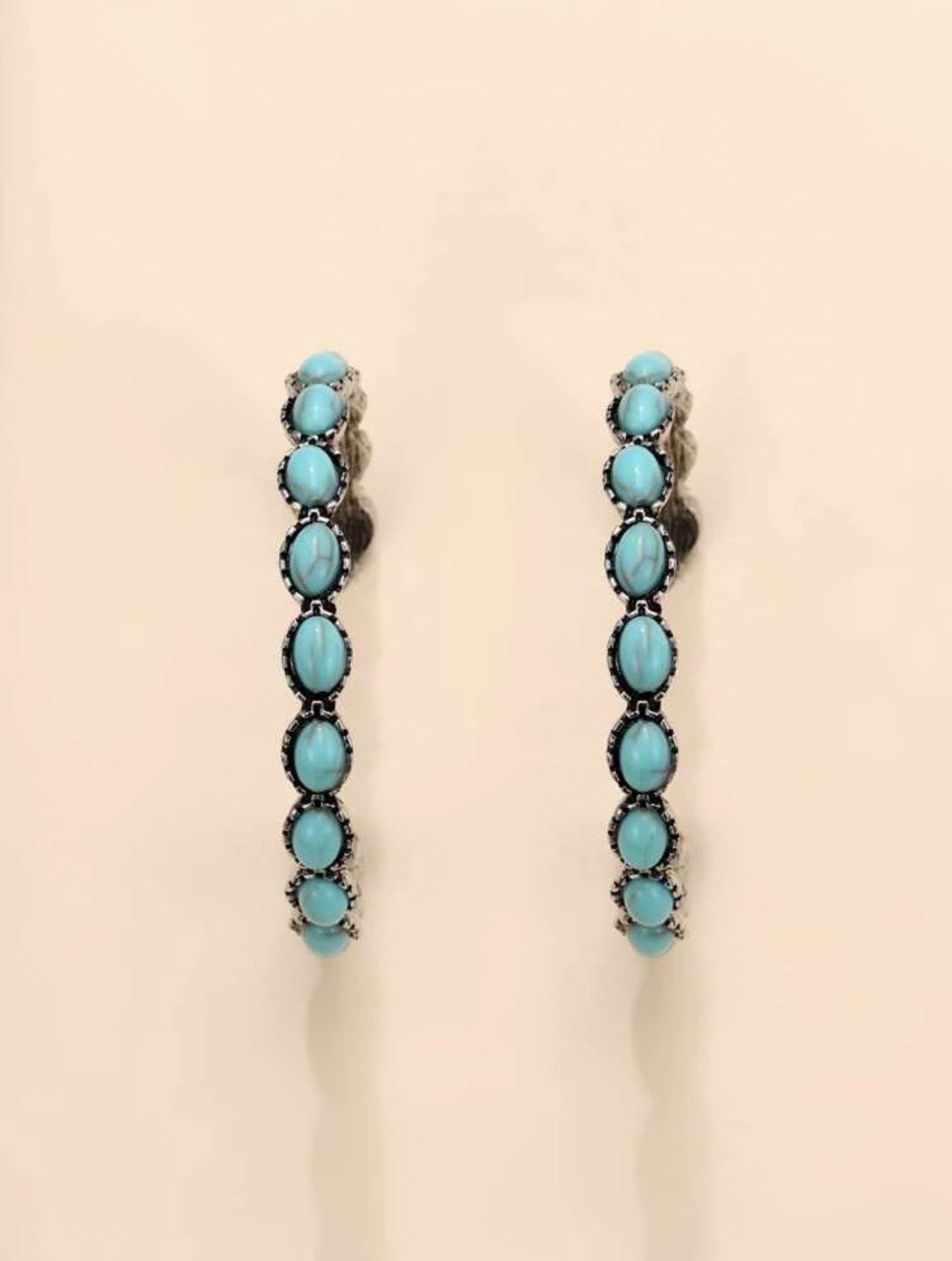 Turquoise Decor Hoop Earrings