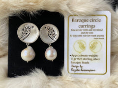 925 Silver Calligraphy Earrings with pearls