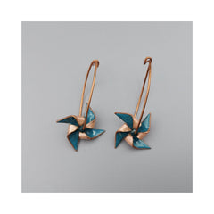 Copper enemal Spinner Earrings