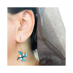 Copper enemal Spinner Earrings