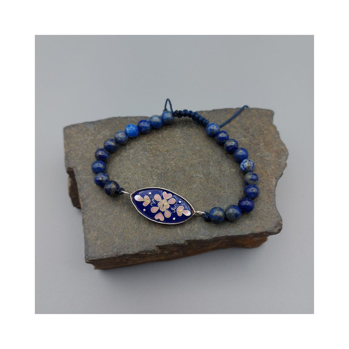 Silver & Copper Braclete with Lapis stones