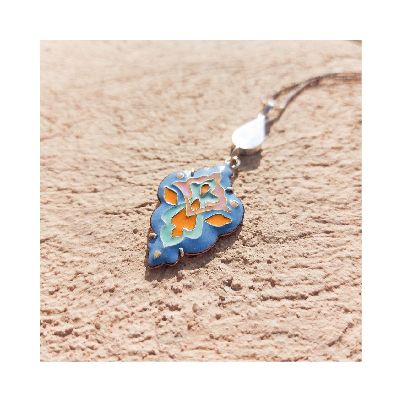 Slimi Silver & Copper Necklace with Enemal
