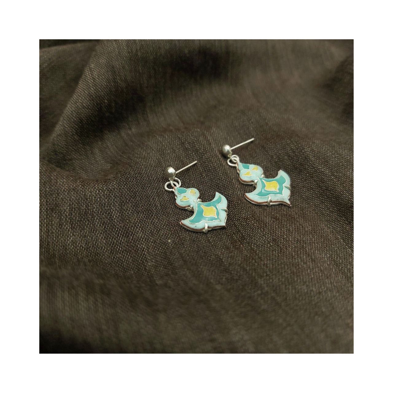 Slimi Silver & Copper Earrings with Enemal