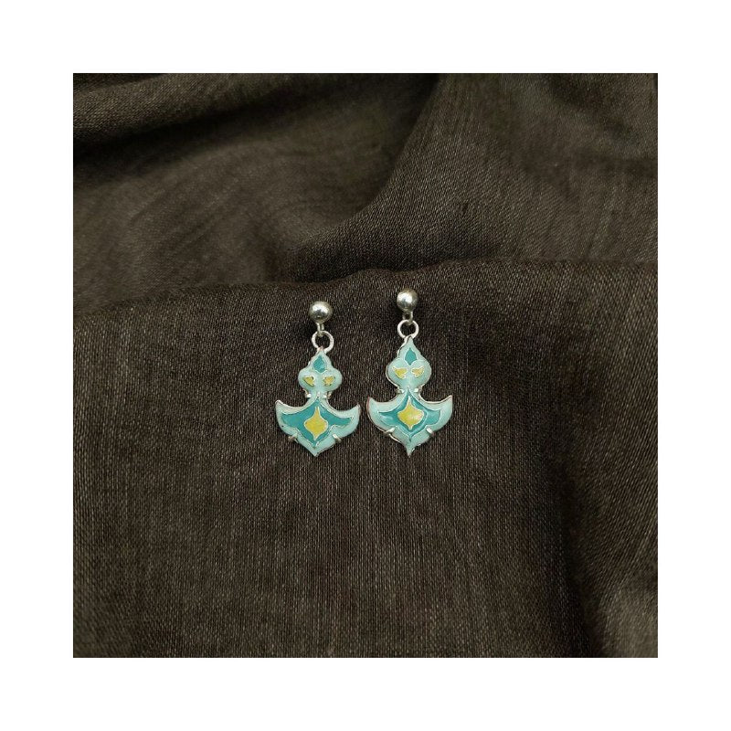 Slimi Silver & Copper Earrings with Enemal