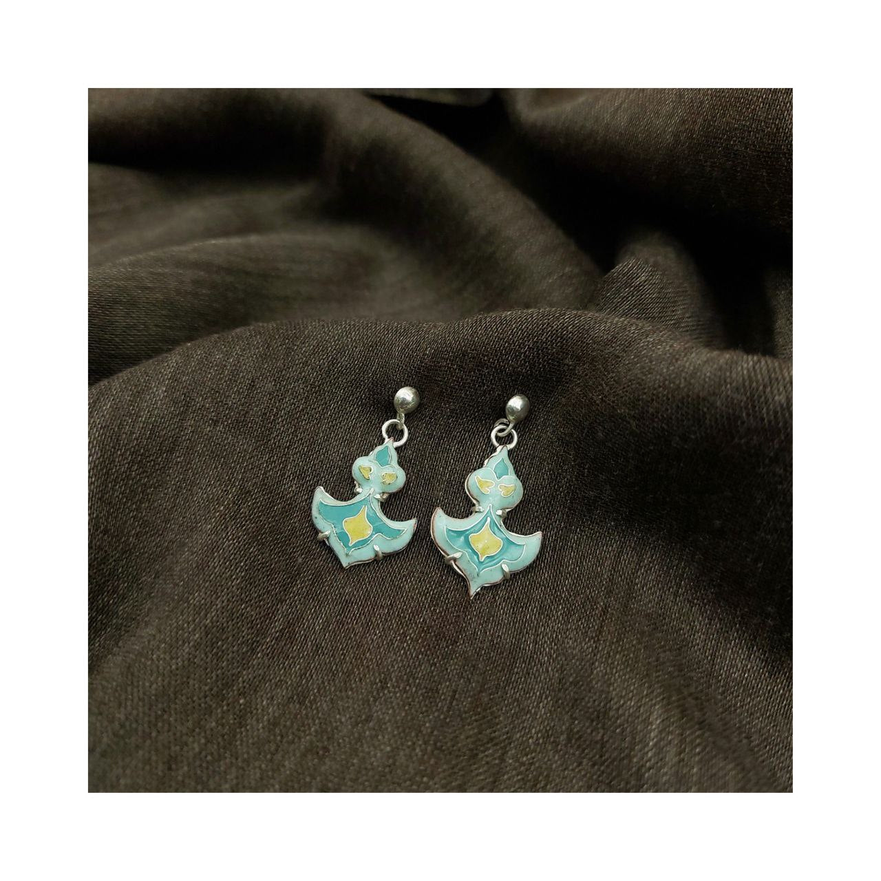 Slimi Silver & Copper Earrings with Enemal