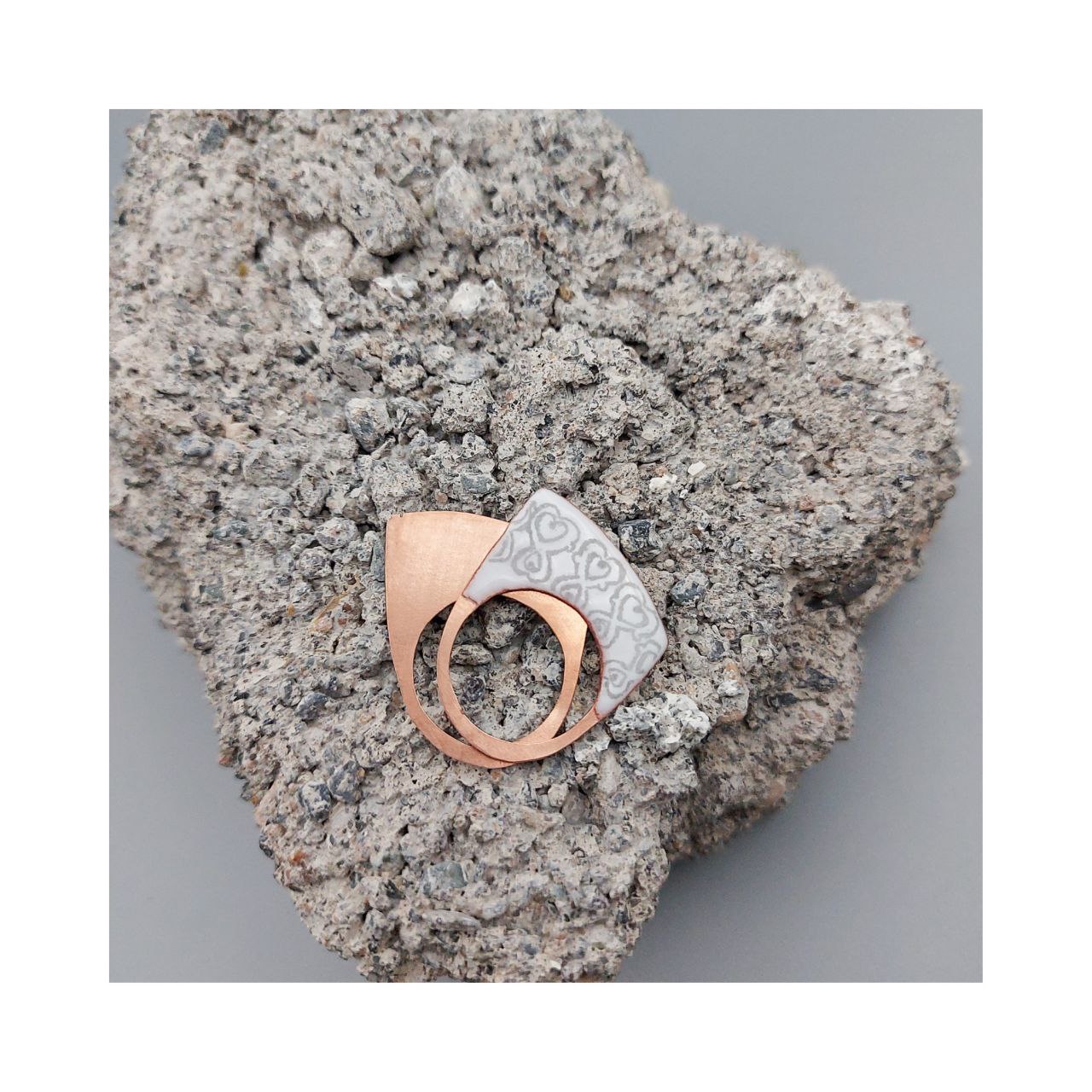 Graphite painted Enemal Copper ring