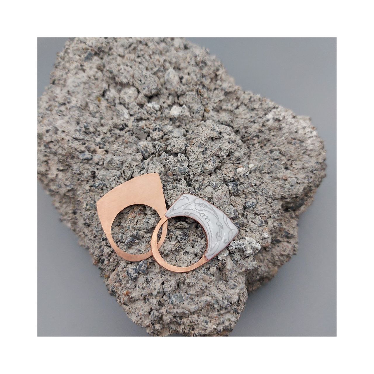 Graphite painted Enemal Copper ring
