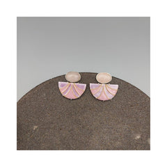 Half moon Silver & Copper Necklace with Enemal & Rose quartz