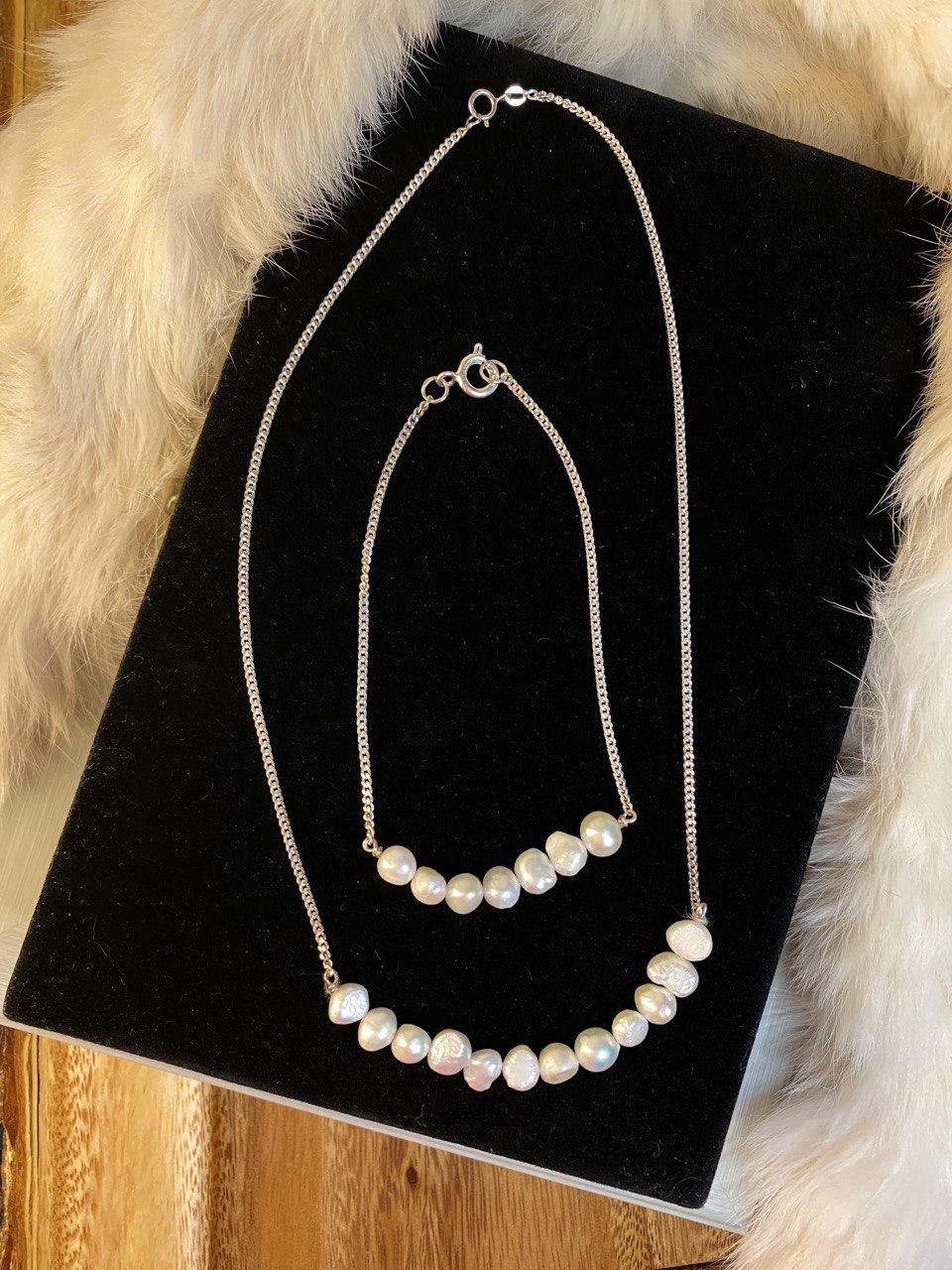 Pearl Silver Necklace & Anklet