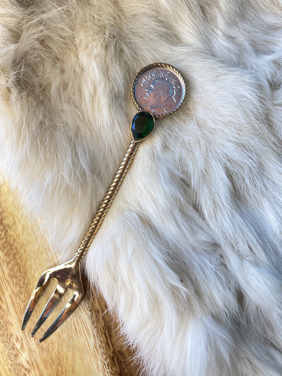 Handmade decor coin fork