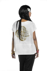 Handmade shirt with laser cut piece on back