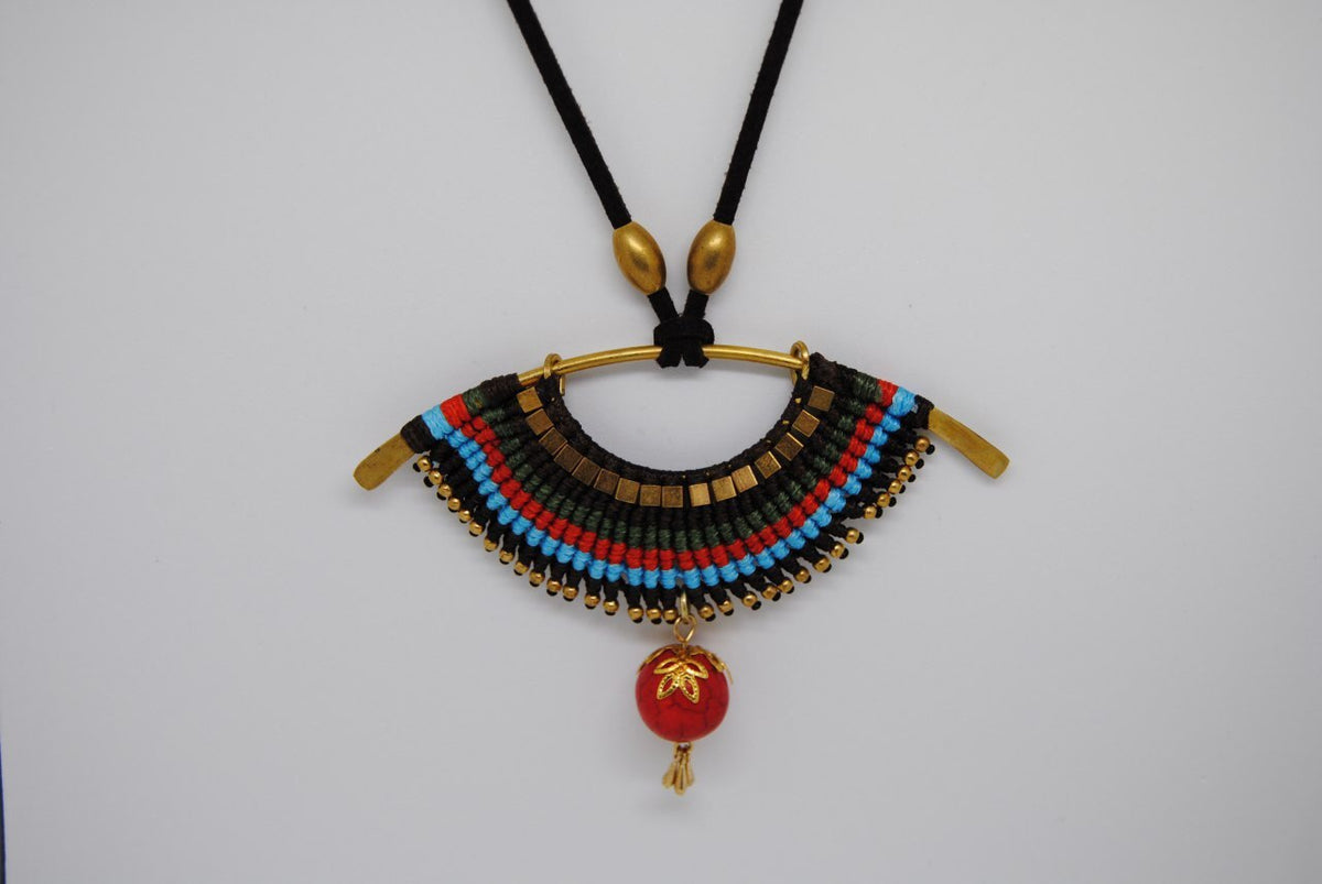 Handmade long necklace and matching earrings