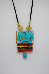 Handmade long necklace and matching earrings (Elephant)